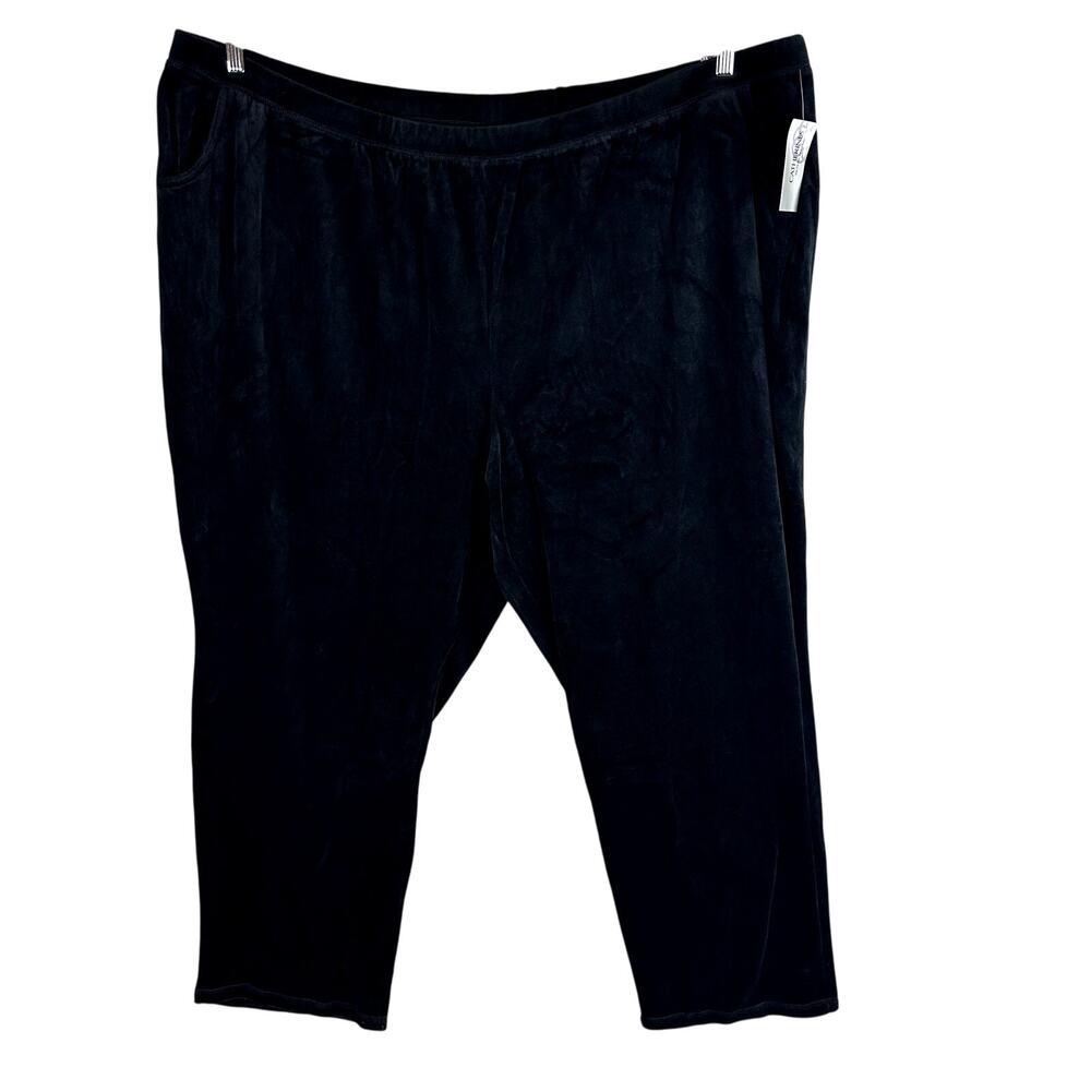 New‎ Catherines Womans Sz 5X Plus 34/26W Pull on Pants Velvet Black Comfort NWT